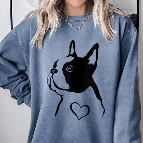 I Love My Boston Terrier Dog With Heart Comfort Colors Sweatshirt - Bostonterriersmerch.com