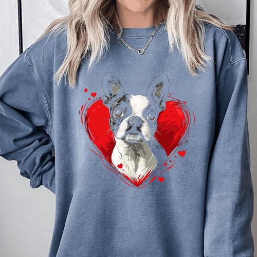 Valentine's Day Boston Terrier Dog Comfort Colors Sweatshirt - Bostonterriersmerch.com