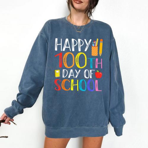 100 Days Of School Teacher And Student Comfort Colors Sweatshirt - teacherstshirts.com CA