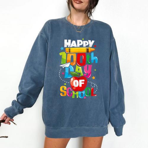 100th Day Of School Teachers Kids Child Happy 100 Days Comfort Colors Sweatshirt - teacherstshirts.com UK