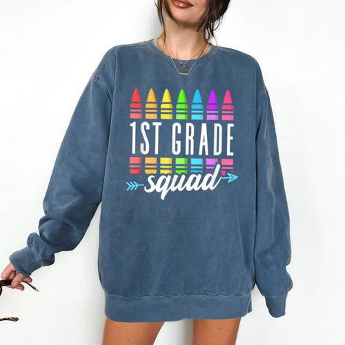 1st Grade Squad Back To School First Grade Teacher Boy Girl Comfort Colors Sweatshirt - teacherstshirts.com UK