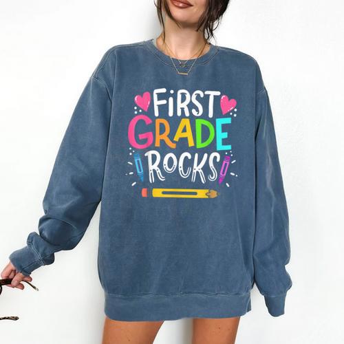 1st Grade Teacher Comfort Colors Sweatshirt - teacherstshirts.com