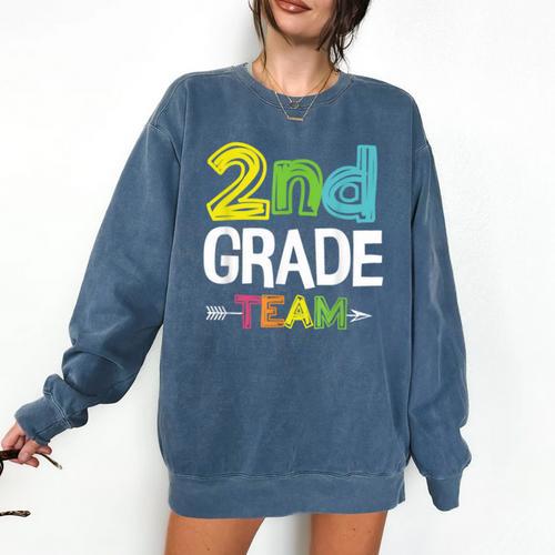 2nd Grade Team T-Shirt 2nd Grade Squad Teacher Comfort Colors Sweatshirt - teacherstshirts.com