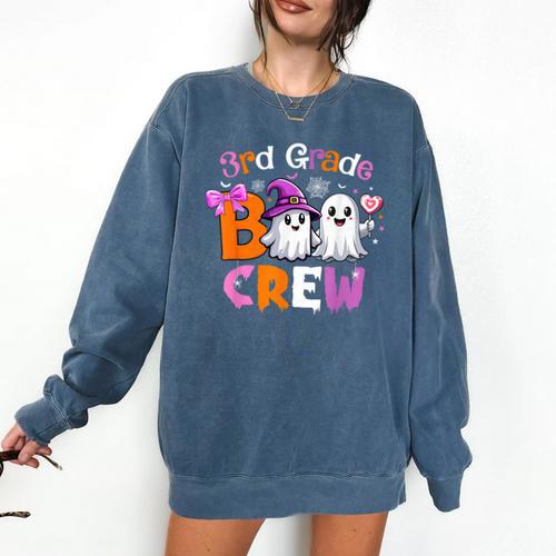3rd Grade Boo Crew Third Grade Halloween Costume Teacher Kid Comfort Colors Sweatshirt - teacherstshirts.com AU