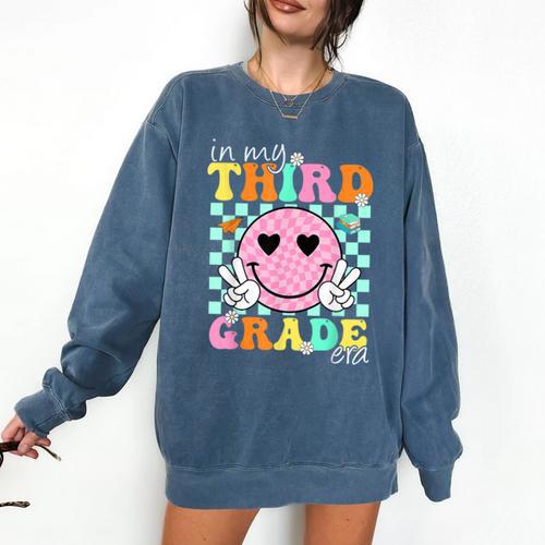 In My 3rd Grade Era Back To School Smile Face Teacher Kid Comfort Colors Sweatshirt - teacherstshirts.com