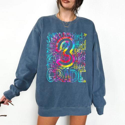 3rd Grade Typography Team Third Grade Teacher Back To School Comfort Colors Sweatshirt - teacherstshirts.com
