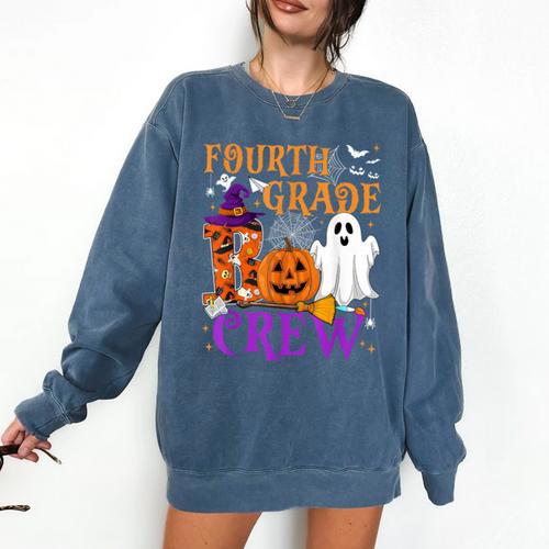 4th Grade Boo Crew Teacher Student Halloween Costume Comfort Colors Sweatshirt - teacherstshirts.com UK