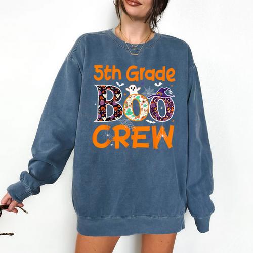 5th Grade Boo Crew Teacher Fifth Grade Halloween Comfort Colors Sweatshirt - teacherstshirts.com CA