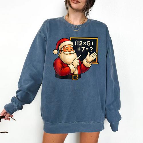 67 Teacher Santa Christmas Six Seven Meme Math Xmas Comfort Colors Sweatshirt - teacherstshirts.com UK