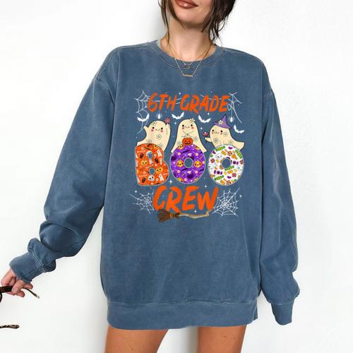 6th Grade Boo Crew Sixth Grade Halloween Teacher Kid Comfort Colors Sweatshirt - teacherstshirts.com CA