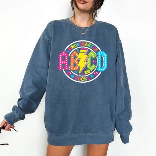 ABCD Kindergarten Rocks Back To School Teachers Students Comfort Colors Sweatshirt - teacherstshirts.com DE
