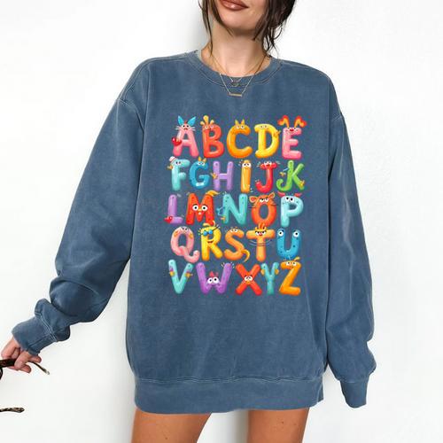 Alphabet A-Z ABC Kids Back To School Pre K Teachers Comfort Colors Sweatshirt - teacherstshirts.com