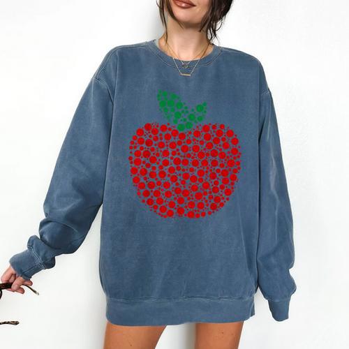 Apple Dot Pattern Art Teacher Appreciation Men Women Humor Comfort Colors Sweatshirt - teacherstshirts.com AU