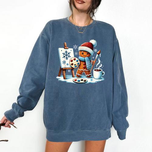 Artist Gingerbread Painter Art Teacher Student Christmas Comfort Colors Sweatshirt - teacherstshirts.com
