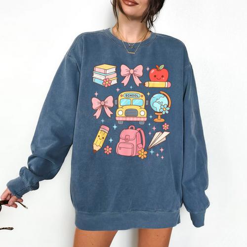 Back To School Coquette Teacher Women Girl Kindergarten PreK Comfort Colors Sweatshirt - teacherstshirts.com AU