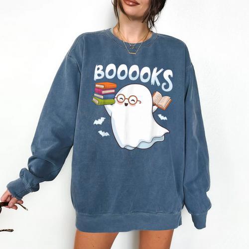 Books Halloween Librarian Teacher Reader Reading Book Lover Comfort Colors Sweatshirt - teacherstshirts.com
