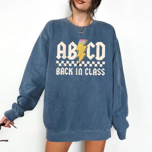 Boys Girls Teachers Rock Back To School ABCD Back In Class Comfort Colors Sweatshirt - teacherstshirts.com DE