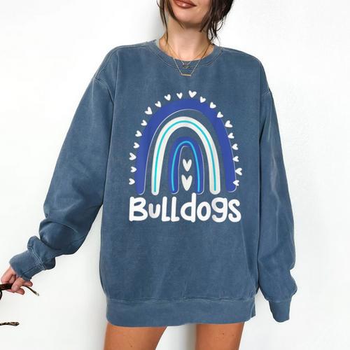 Bulldogs School Mascot Rainbow Teacher Lover Comfort Colors Sweatshirt - teacherstshirts.com