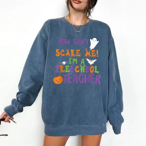 You Cant Scare Me Im A Preschool Teacher Comfort Colors Sweatshirt - teacherstshirts.com UK