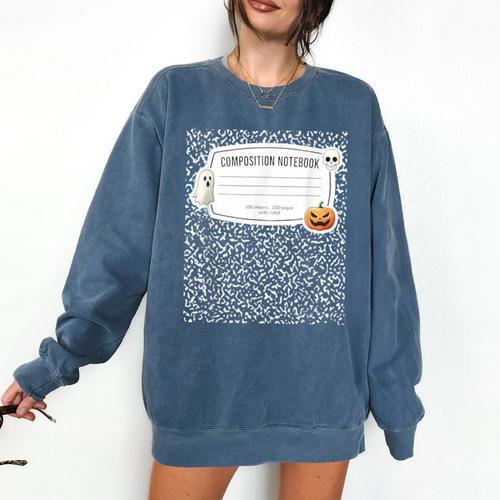 Composition Notebook Costume Adult Halloween For Teacher Comfort Colors Sweatshirt - teacherstshirts.com UK
