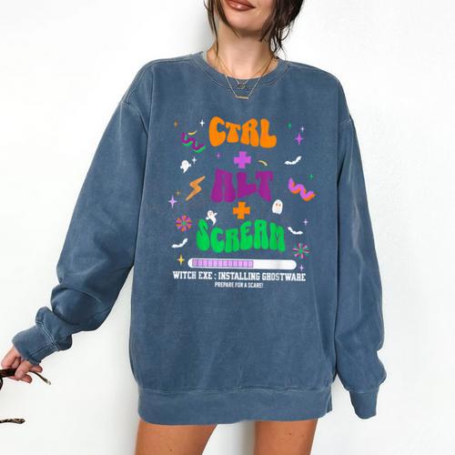 Computer Teacher Spooky Halloween Technology STEM Engineer Comfort Colors Sweatshirt - teacherstshirts.com