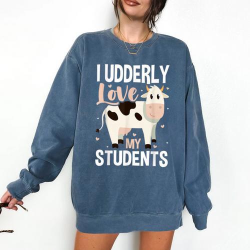 Cow Teacher Lover Comfort Colors Sweatshirt - teacherstshirts.com