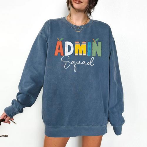 Cute Admin Squad Crew Team Back To School Teacher For Men Women Comfort Colors Sweatshirt - teacherstshirts.com AU