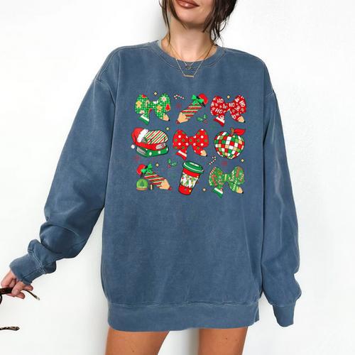 Cute Coquette Pencil Bow Christmas School Teacher Student Comfort Colors Sweatshirt - teacherstshirts.com AU