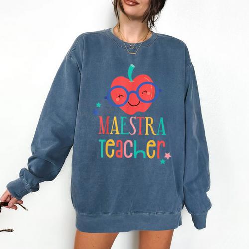 Cute Maestra Teacher Comfort Colors Sweatshirt - teacherstshirts.com