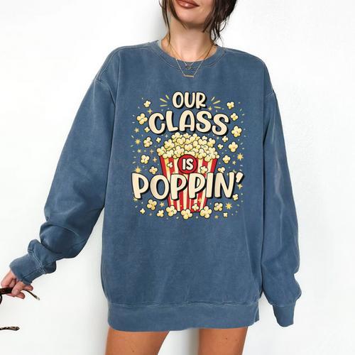 Cute Teacher Popcorn Day Comfort Colors Sweatshirt - teacherstshirts.com UK