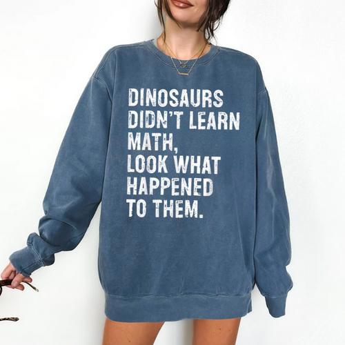 Dinosaurs Didn't Learn Math Math Teacher Comfort Colors Sweatshirt - teacherstshirts.com