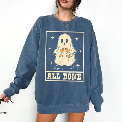 All Done Sign Language Ghost Speech Pathology Teacher Comfort Colors Sweatshirt - teacherstshirts.com