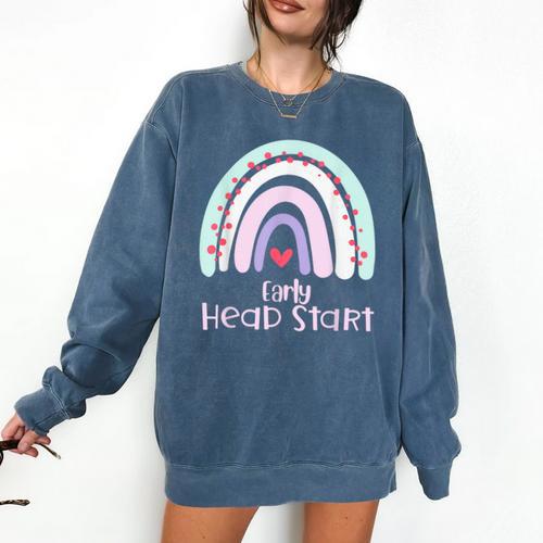 Early Headstart Cute Retro Rainbow Teachers Comfort Colors Sweatshirt - teacherstshirts.com