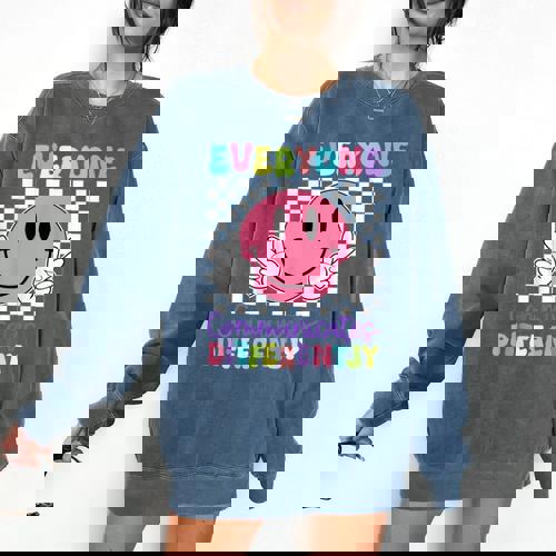 Everyone Communicates Differently Autism Awareness Teacher Comfort Colors Sweatshirt - teacherstshirts.com