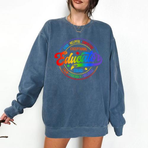 Exceptional Educator Squad Special Education Teacher Autism Comfort Colors Sweatshirt - teacherstshirts.com UK