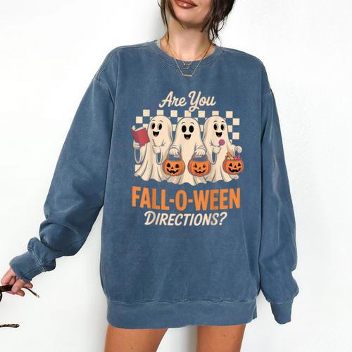 Are You Fall O Ween Directions Teacher Halloween Boo Ghost Comfort Colors Sweatshirt - teacherstshirts.com