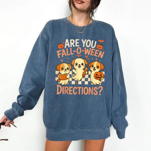 Are You Fall O Ween Directions Teacher Halloween Dog Ghost Comfort Colors Sweatshirt - teacherstshirts.com DE