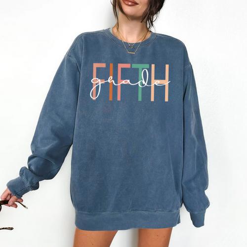 Fifth Grade Girls Boys Teacher Team 5th Grade Squad Comfort Colors Sweatshirt - teacherstshirts.com UK