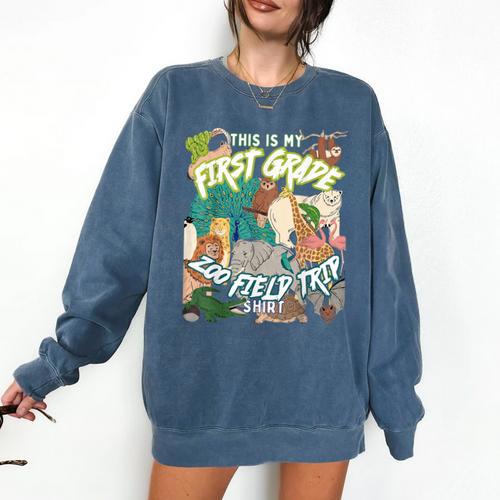 First Grade Zoo Field Trip Matching Student Teacher Class Comfort Colors Sweatshirt - teacherstshirts.com