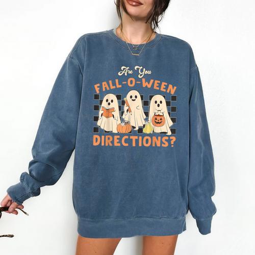 Ghost Are You Fall-O-Ween Directions Teacher Halloween Comfort Colors Sweatshirt - teacherstshirts.com AU