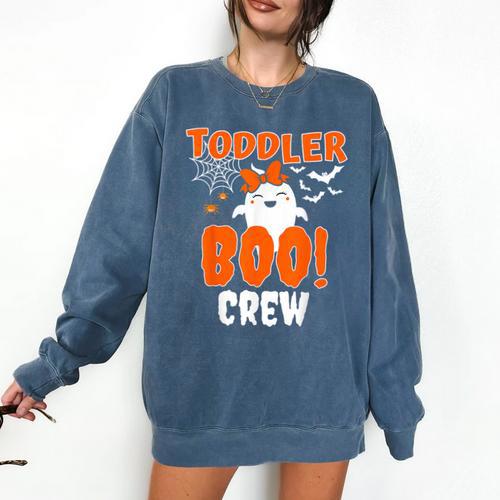 Girl Toddler Boo Crew Daycare Teacher Halloween Party Comfort Colors Sweatshirt - teacherstshirts.com