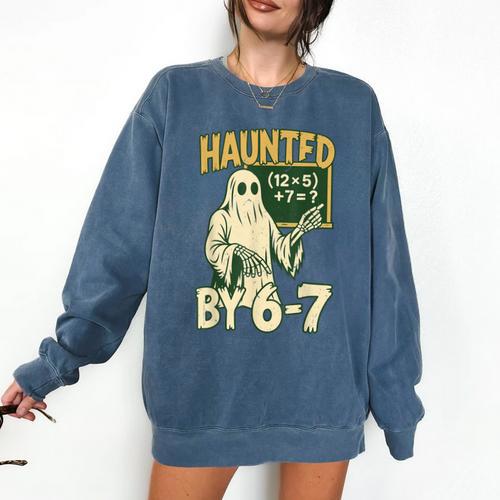 Halloween Costume Haunted By 67 Ghost Math Teacher Professor Comfort Colors Sweatshirt - teacherstshirts.com DE