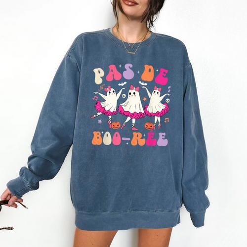 Halloween Dance Teacher Pas De Boo-Ree Ghost Ballet Dancer Comfort Colors Sweatshirt - teacherstshirts.com UK
