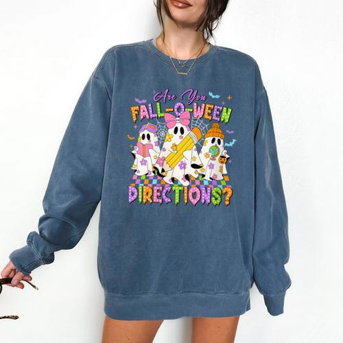 Halloween Floral Ghost Teacher Are You Falloween Directions Comfort Colors Sweatshirt - teacherstshirts.com AU