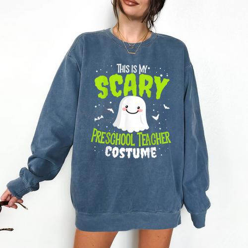 Halloween This Is My Scary Preschool Teacher Custome For Men Women Kids Comfort Colors Sweatshirt - teacherstshirts.com AU
