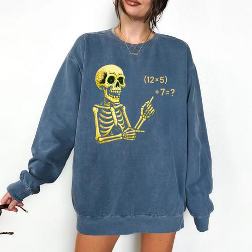 Halloween Teacher Six Seven 6 7 Skeleton Spooky Costume Comfort Colors Sweatshirt - teacherstshirts.com AU