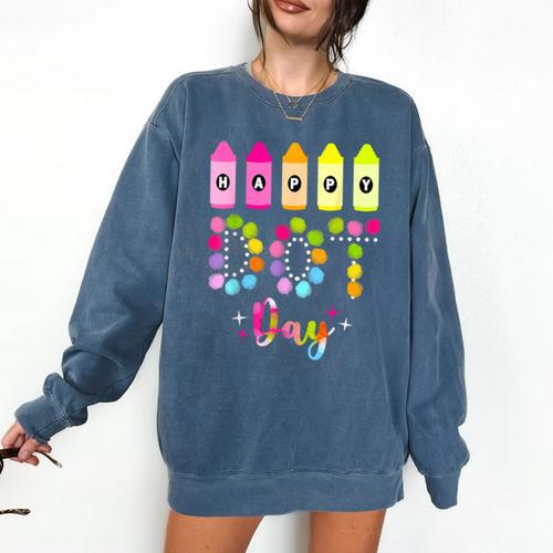 Happy Dot Day 2025 Teacher Kids Girls Colorful Polka Dot Day Comfort Colors Sweatshirt - teacherstshirts.com UK