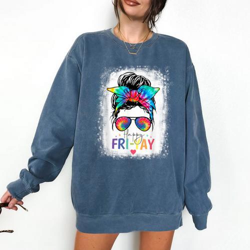 Happy Fri-Yay Friday Teacher Life Happy Friday Comfort Colors Sweatshirt - teacherstshirts.com CA