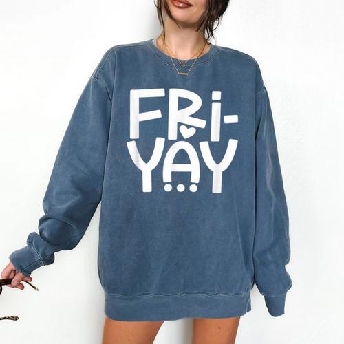 Happy Friyay Teacher Shirt Cute Teacher Fashion Fri-Yay Comfort Colors Sweatshirt - teacherstshirts.com