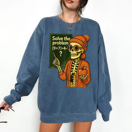 HUGvyn Halloween Skeleton Six Seven 67 Meme PEMDAS Teacher Comfort Colors Sweatshirt - teacherstshirts.com